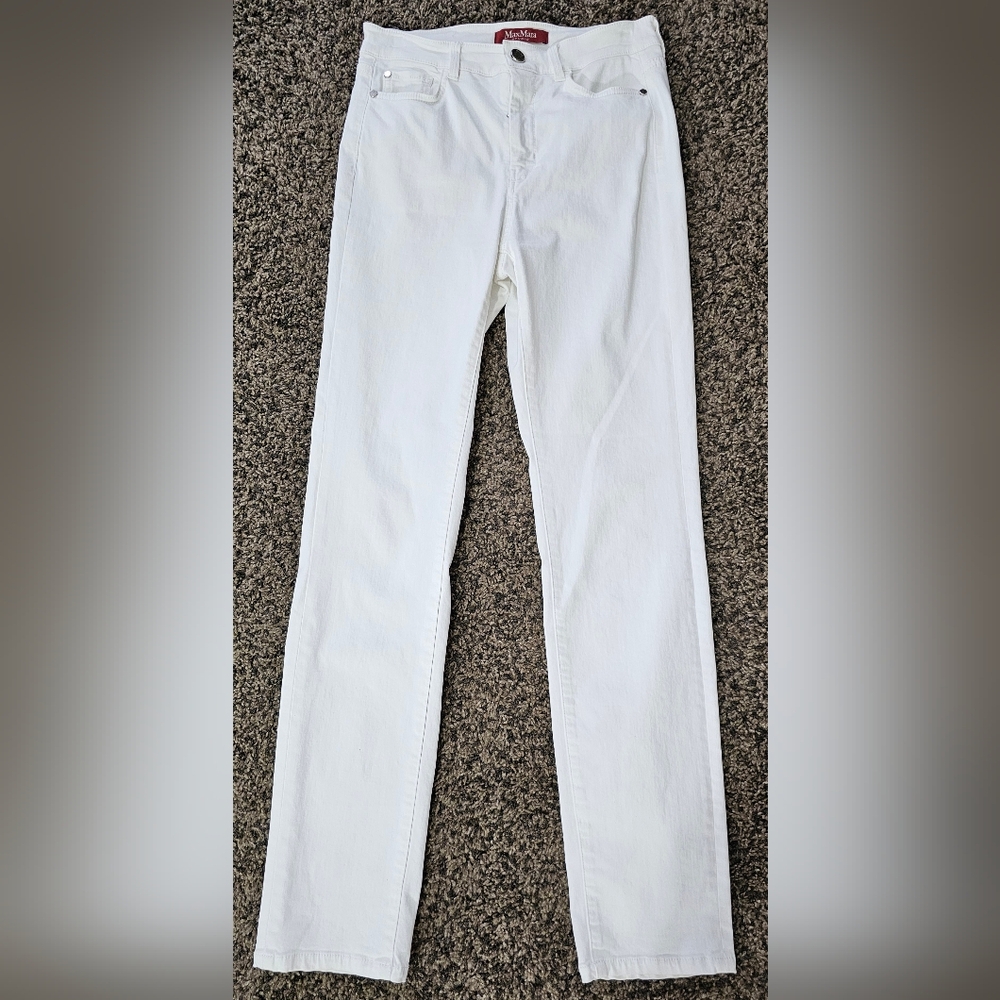 MAX MARA Stretch Cotton Denim White 5-Pocket Jeans Slim S